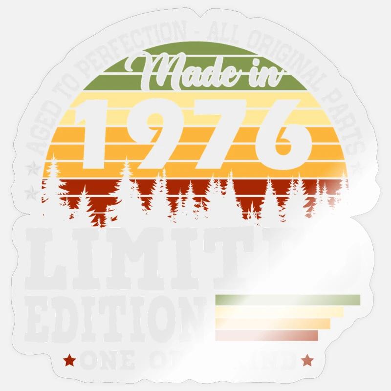 1976 Vintage Born Fødselsdag Retro Gave - Sticker størrelse S (10 x 10 cm) - gennemsigtig blank