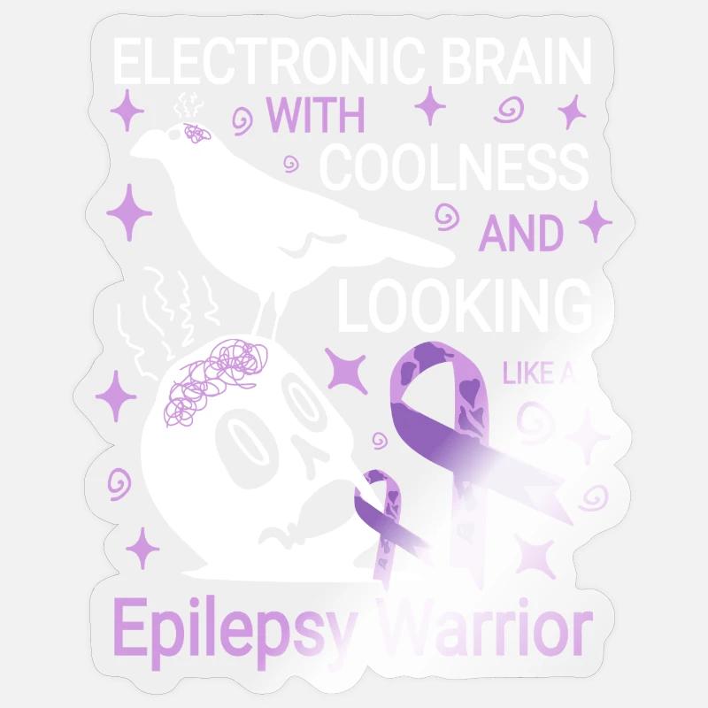 Electronic brain funny epilepsy saying - Sticker size S (10 x 10 cm) - transparent glossy
