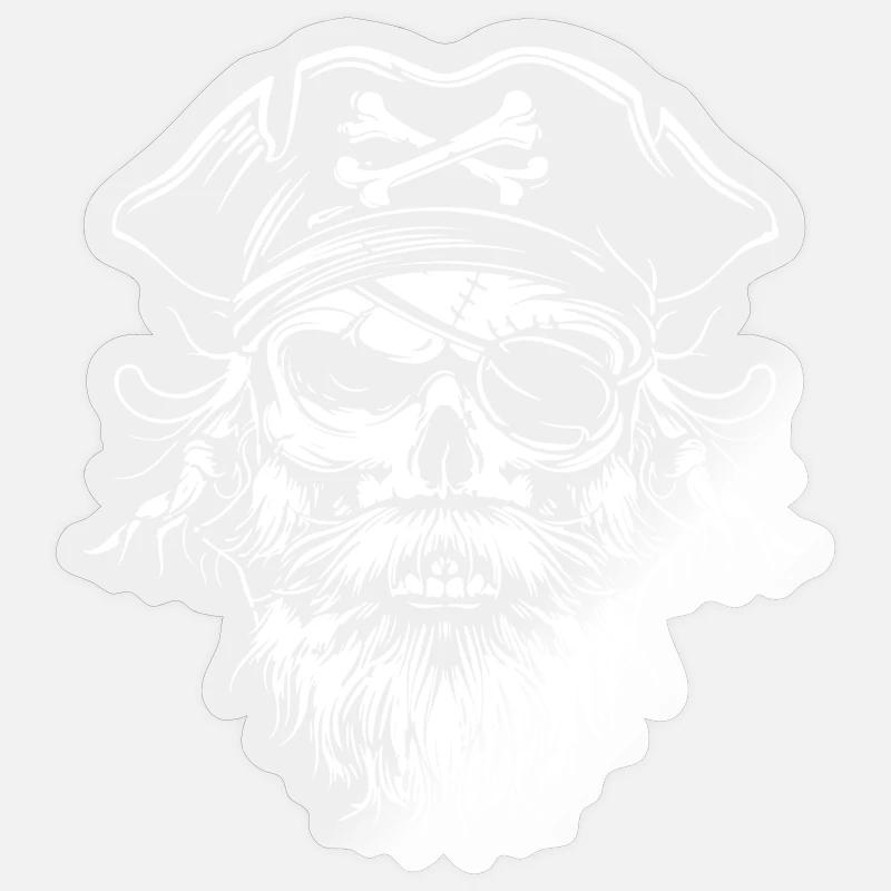 Pirate Skull Beard Captain - Sticker size S (10 x 10 cm) - transparent glossy