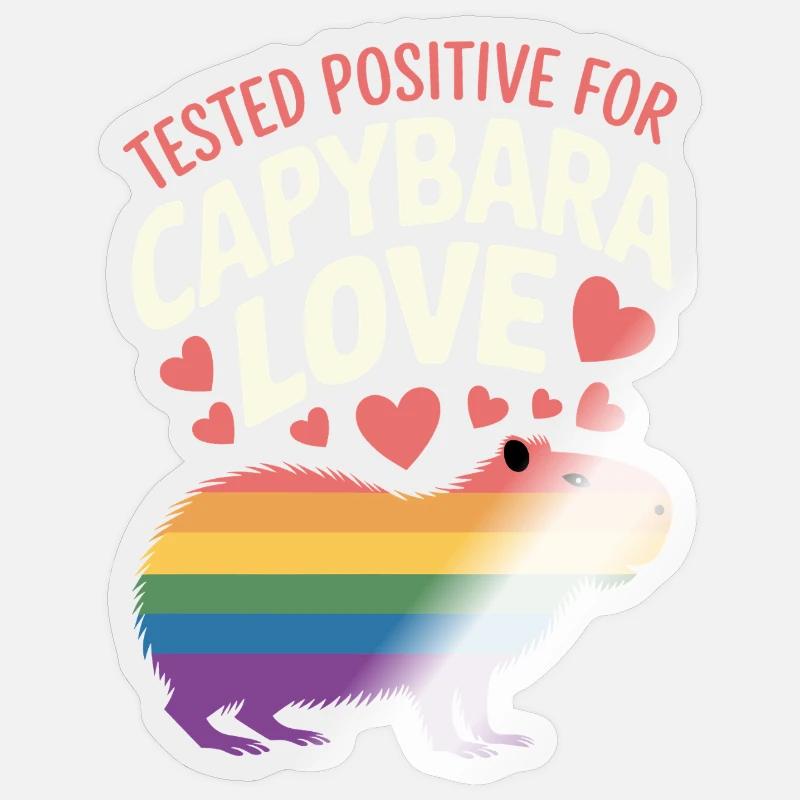 Capybara Rainbow Love Design - Sticker size S (10 x 10 cm) - transparent glossy