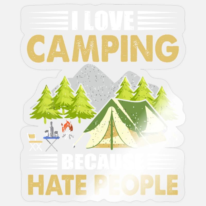 Camping - Sticker taille S (10 x 10 cm) - brillant transparent