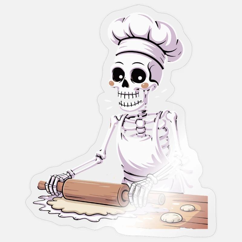 Skeleton Baker Funny Cooking Motif - Sticker size S (10 x 10 cm) - transparent glossy