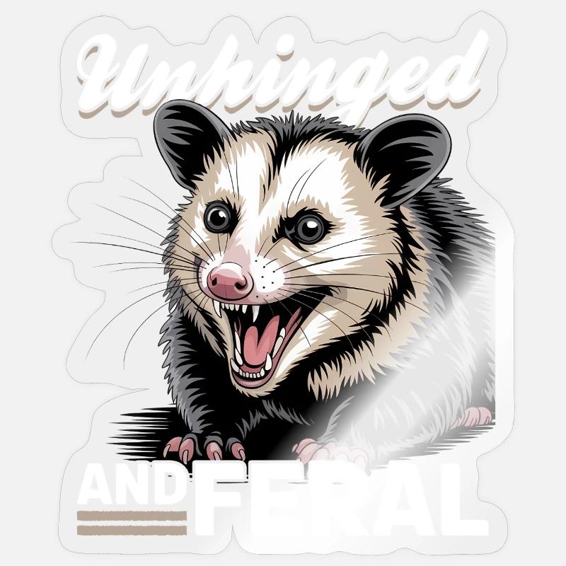 Drôle d’opossum - Sticker taille S (10 x 10 cm) - brillant transparent