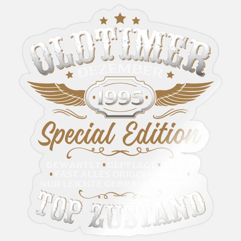30. Geburtstag Geschenk Oldtimer Dezember 1995 - Sticker Größe S (10 x 10 cm) - Transparent glänzend