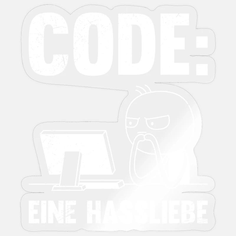 Codeur : UNE RELATION AMOUR-HAINE DRÔLE - Sticker taille S (10 x 10 cm) - brillant transparent