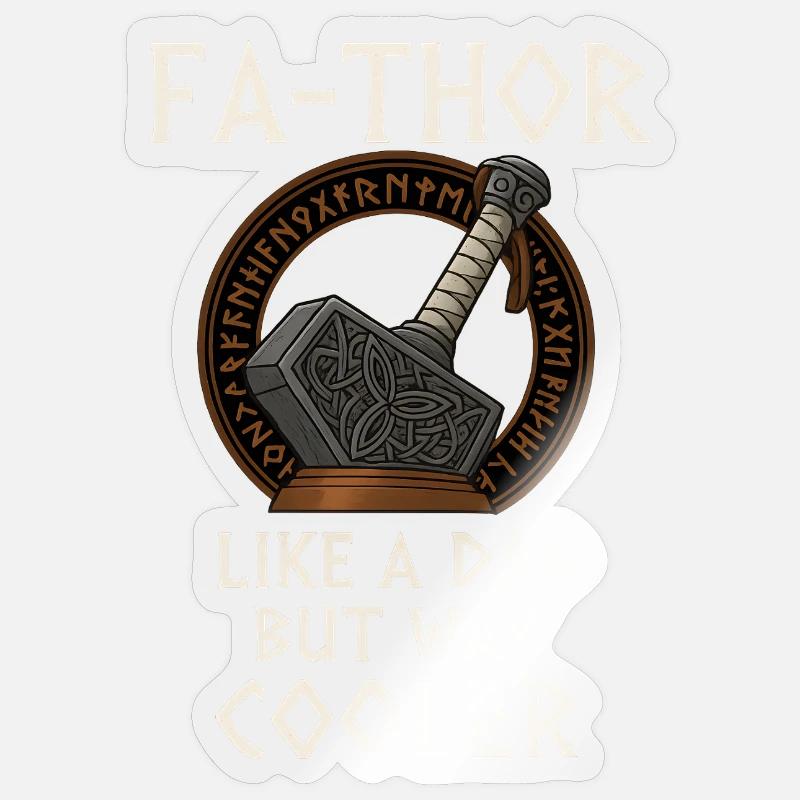 Fa-Thor Wikinger Vater Hammer Design - Sticker Größe S (10 x 10 cm) - Transparent glänzend