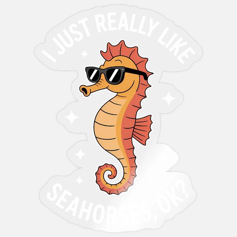 Seepferdchen Spruch Lustiges Seepferdchen Geschenk Sticker Größe S (10 x 10 cm)
