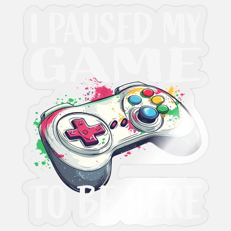 I paused my game controller - Sticker size S (10 x 10 cm) - transparent glossy