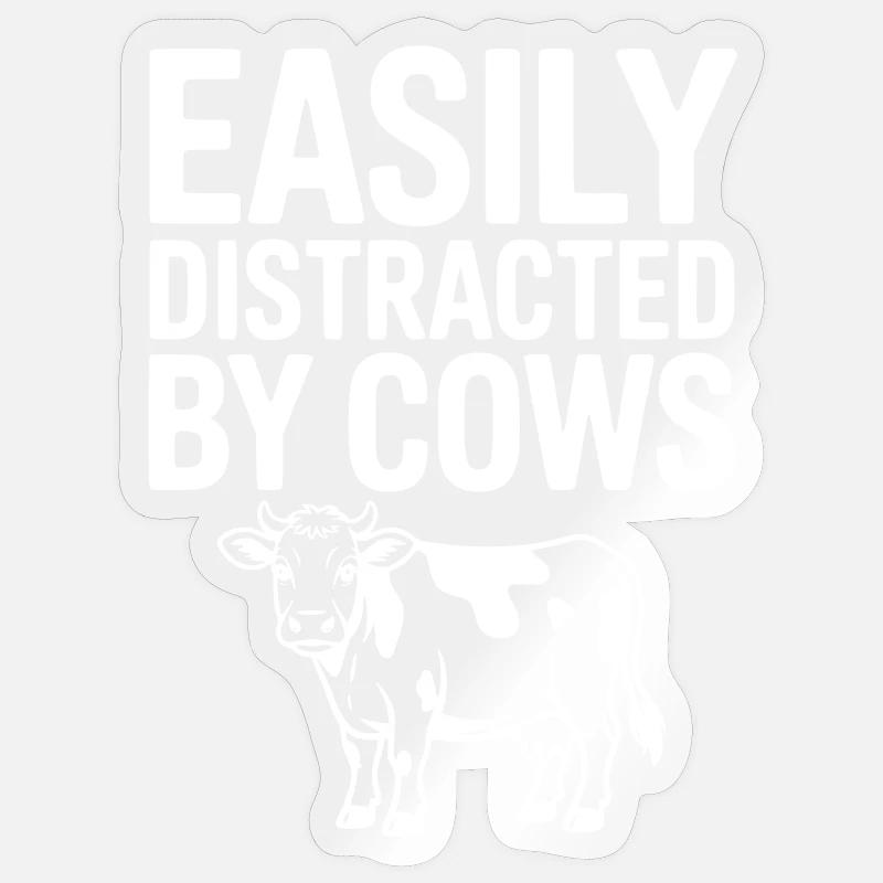 Easily Distracted by Cows - Sticker size S (10 x 10 cm) - transparent glossy
