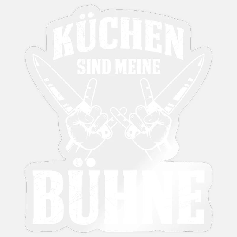Küchenchef KÜCHEN SIND MEINE BÜHNE Lustiges - Sticker Größe S (10 x 10 cm) - Transparent glänzend