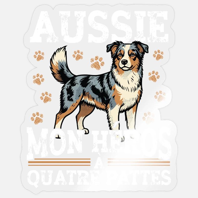 Aussie Mein Vierbeiniger Held Hund - Sticker Größe S (10 x 10 cm) - Transparent glänzend