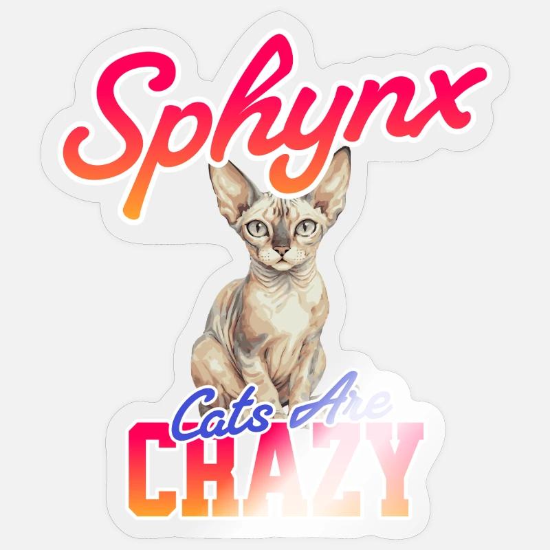 Sphynx Chat Drôle - Sticker taille S (10 x 10 cm) - brillant transparent