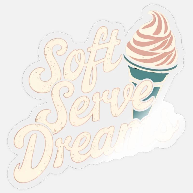 Soft Serve Dreams – Glace rétro - Sticker taille S (10 x 10 cm) - brillant transparent