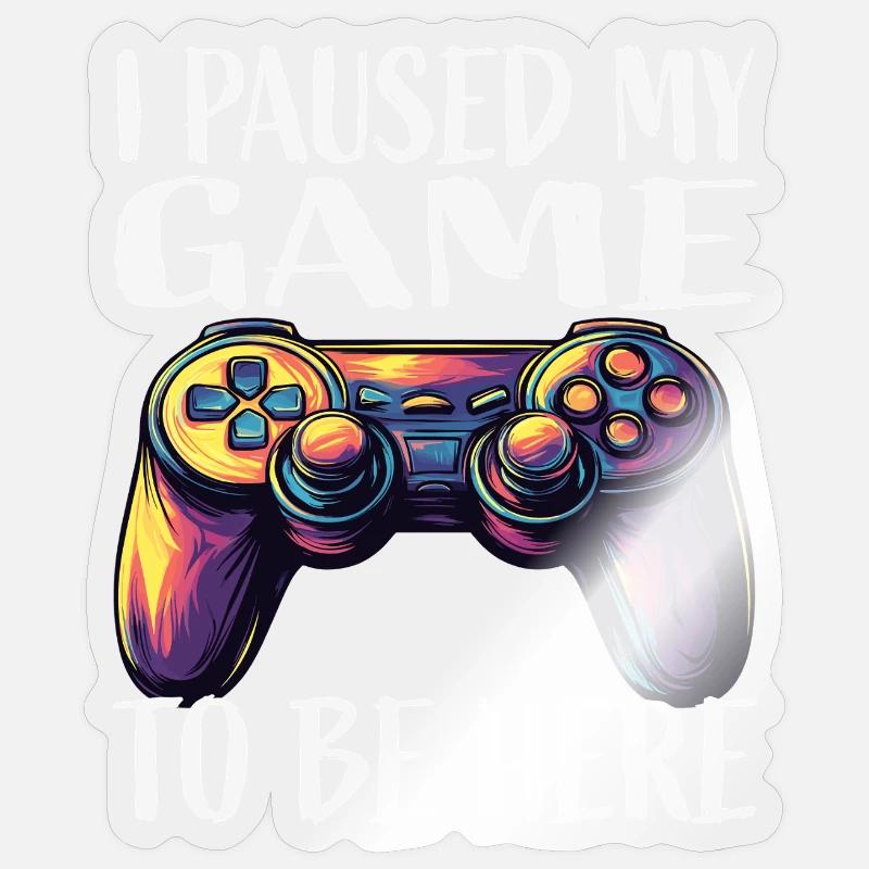 Spiel Pause Neon Controller - Sticker Größe S (10 x 10 cm) - Transparent glänzend