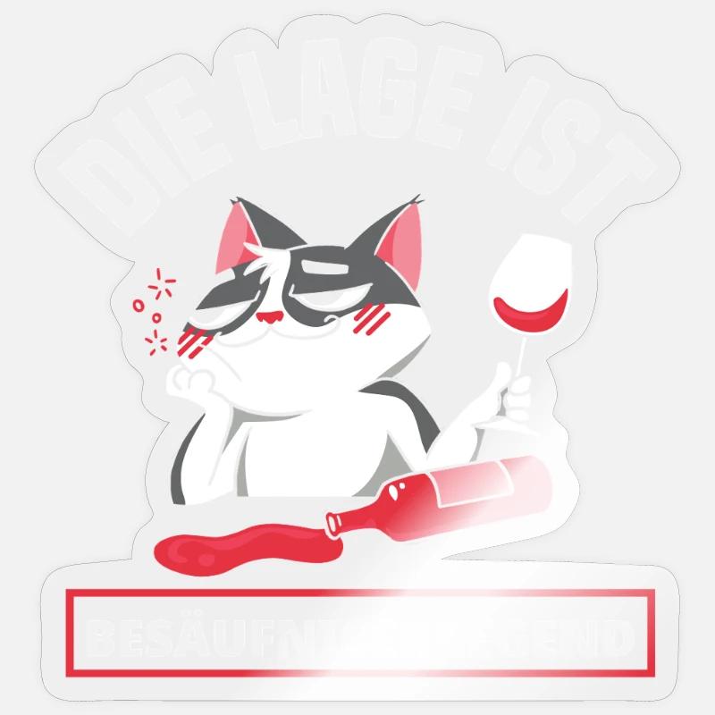 La situation est ivre, chat - Sticker taille S (10 x 10 cm) - brillant transparent