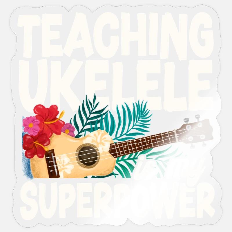 Enseignement de l’ukulélé hawaïen ukélé - Sticker taille S (10 x 10 cm) - brillant transparent