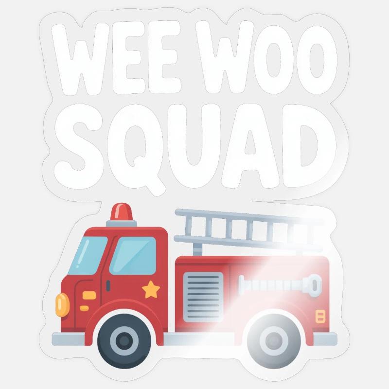 Wee Woo Squad Feuerwehr Auto Spass - Sticker Größe S (10 x 10 cm) - Transparent glänzend