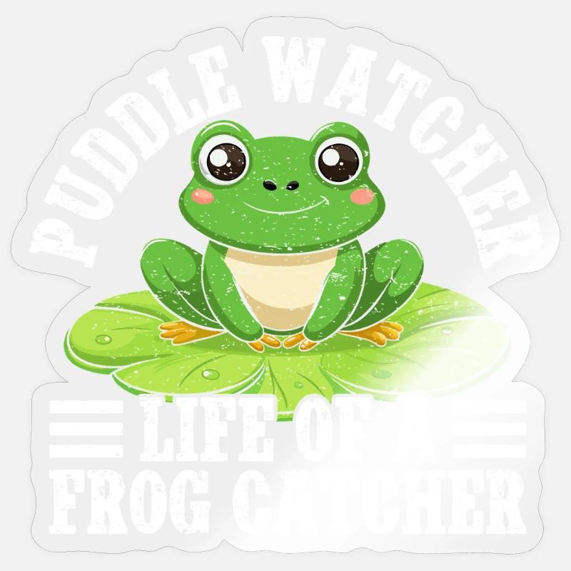 Frog Catcher Puddle Watcher Frog - Sticker Größe S (10 x 10 cm) - Transparent glänzend