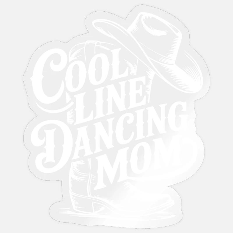 Line Dancing Mom Western Tee - Sticker size S (10 x 10 cm) - transparent glossy