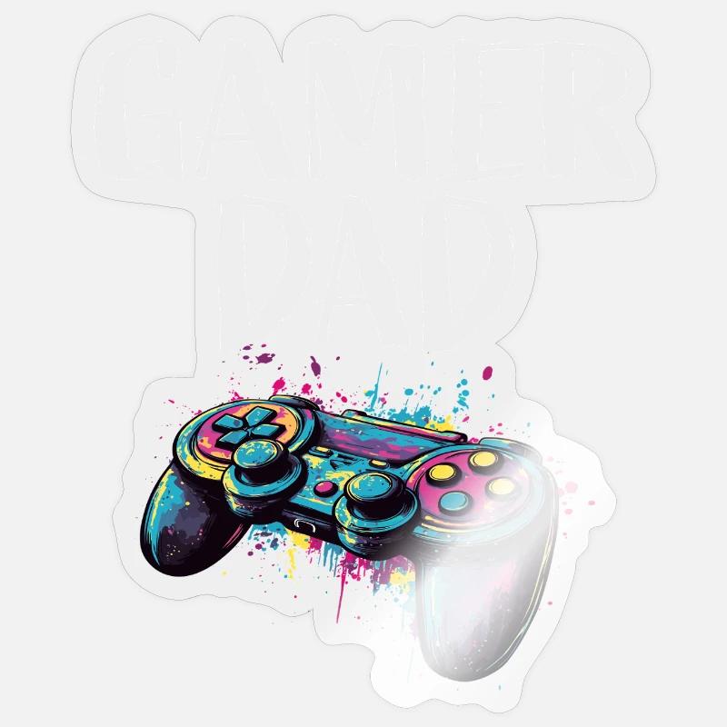 Gamer Dad Controller Farbexplosion Sticker Größe S (10 x 10 cm)
