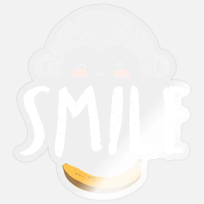 Affenlächeln Sourire de singe - Sticker taille S (10 x 10 cm) - brillant transparent