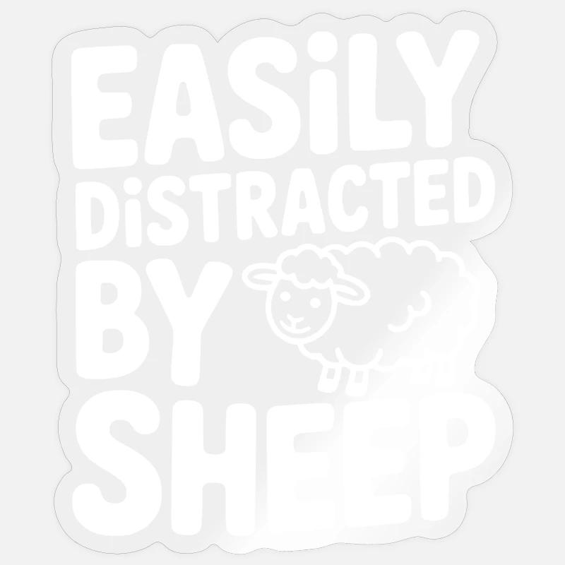 Facilement distrait par les moutons - Sticker taille S (10 x 10 cm) - brillant transparent