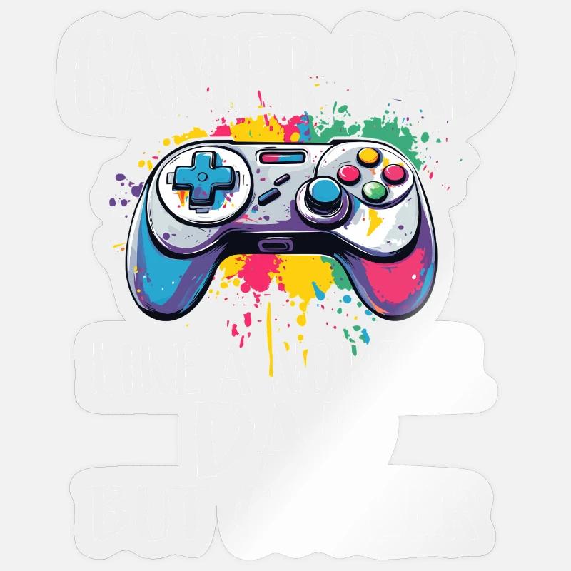 Gamer Dad Controller - Sticker size S (10 x 10 cm) - transparent glossy
