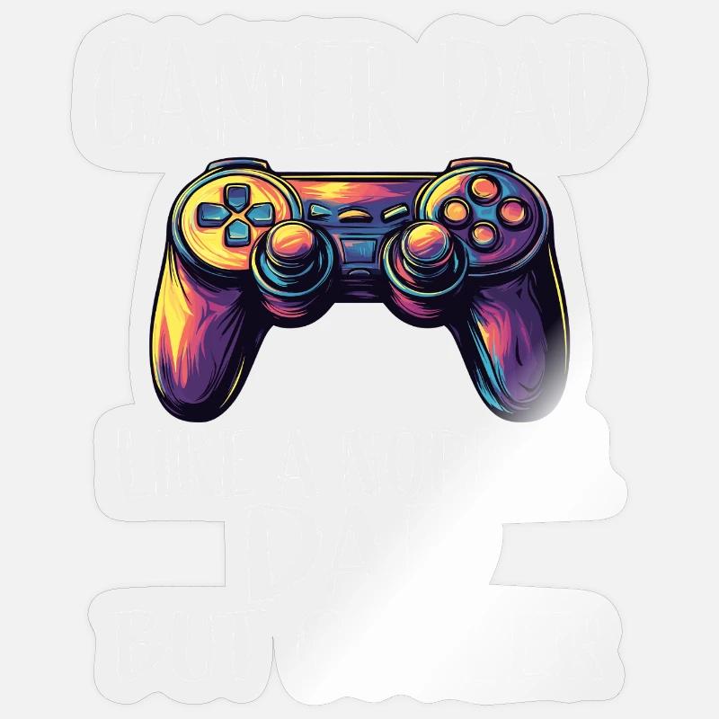 Gamer Dad Cooler Controller Spruch - Sticker Größe S (10 x 10 cm) - Transparent glänzend