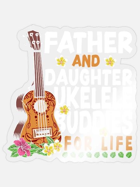 Hawaiian Ukulele Uke Dad Daughter - Sticker Größe S (10 x 10 cm) - Transparent glänzend