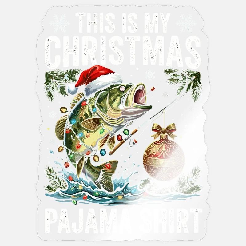 Weihnachtsfisch Pajama Shirt - Sticker Größe S (10 x 10 cm) - Transparent glänzend