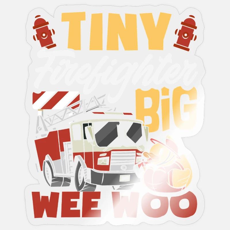 Wee Woo Squad Fire Tiny Feuerwehrmann - Sticker Größe S (10 x 10 cm) - Transparent glänzend