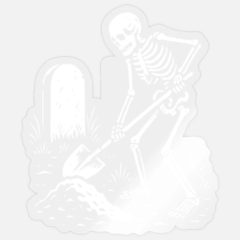 Skeleton Digging in Graveyard Sticker size S (10 x 10 cm)