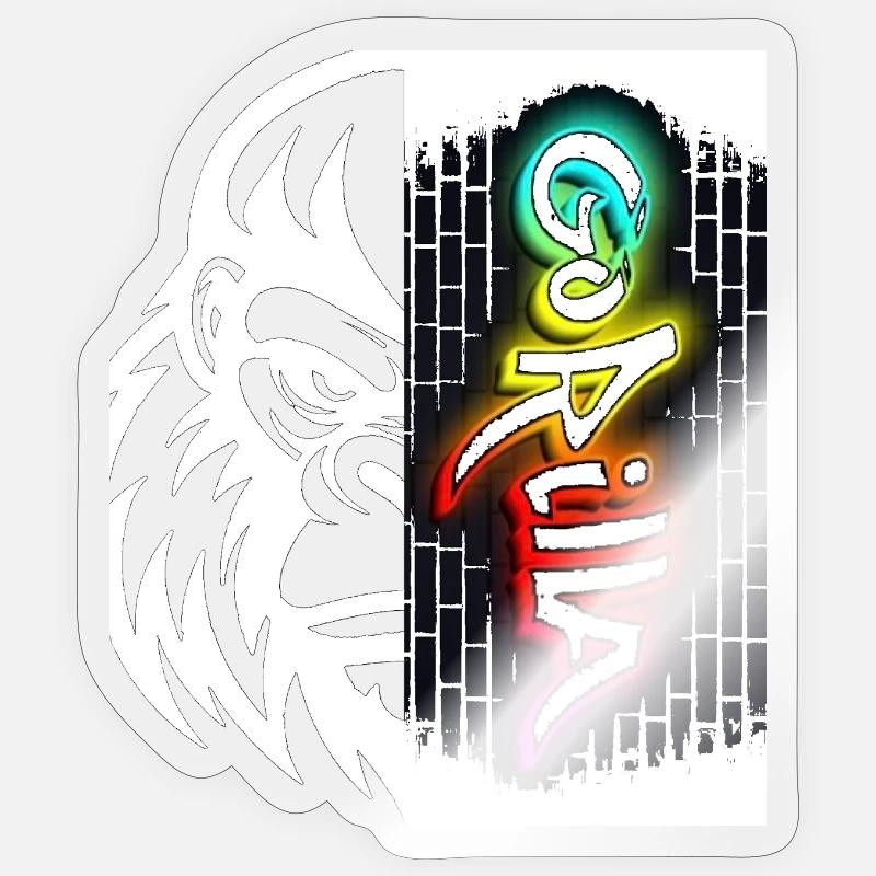 Neon Graffiti Text on Brick Sticker size S (10 x 10 cm)