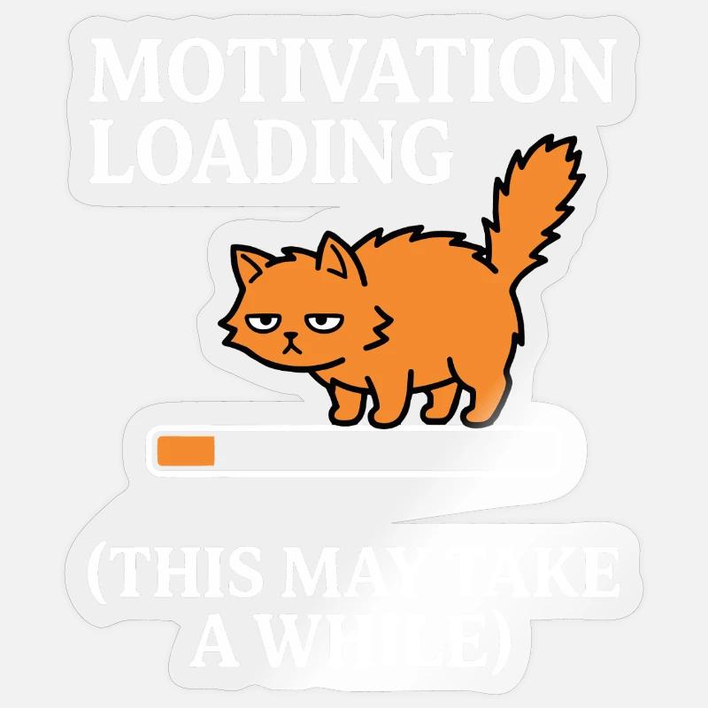 Motivation Loading Müde Katze mit Ladebalken Sticker Größe S (10 x 10 cm)