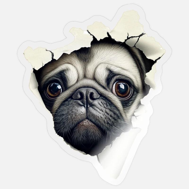 Pug - Sticker size S (10 x 10 cm) - transparent glossy