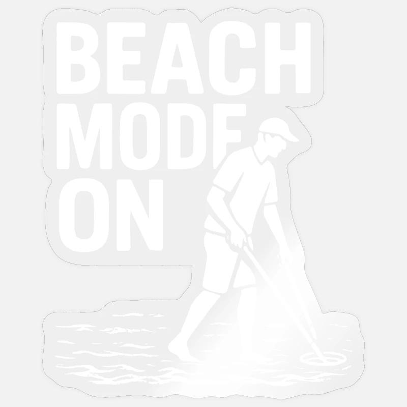 Beach-Modus auf Funny Metal Detecting-Design - Sticker Größe S (10 x 10 cm) - Transparent glänzend