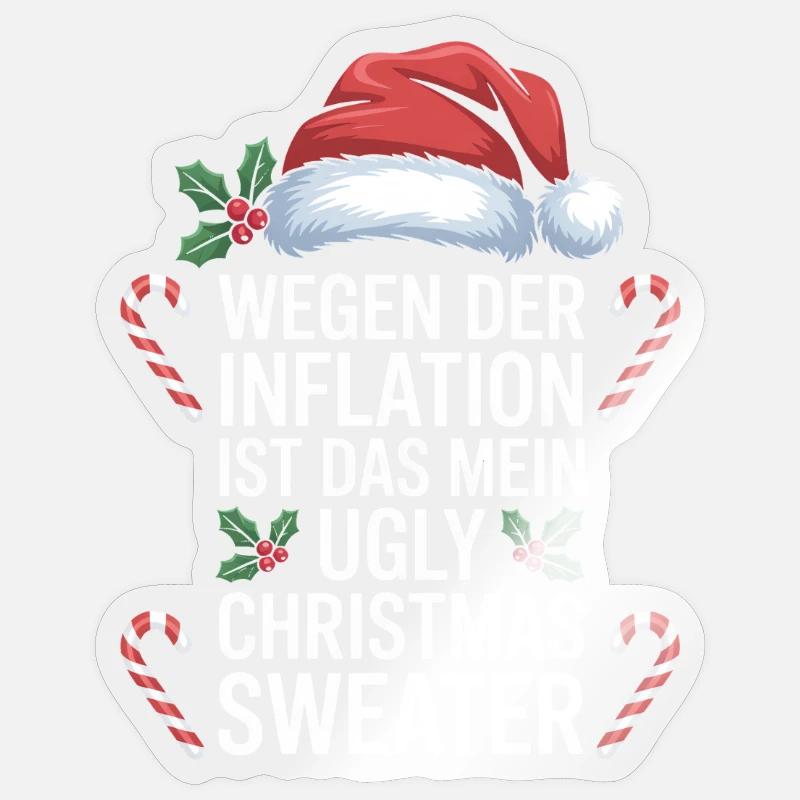 Pull de Noël moche et moche de l’inflation - Sticker taille S (10 x 10 cm) - brillant transparent
