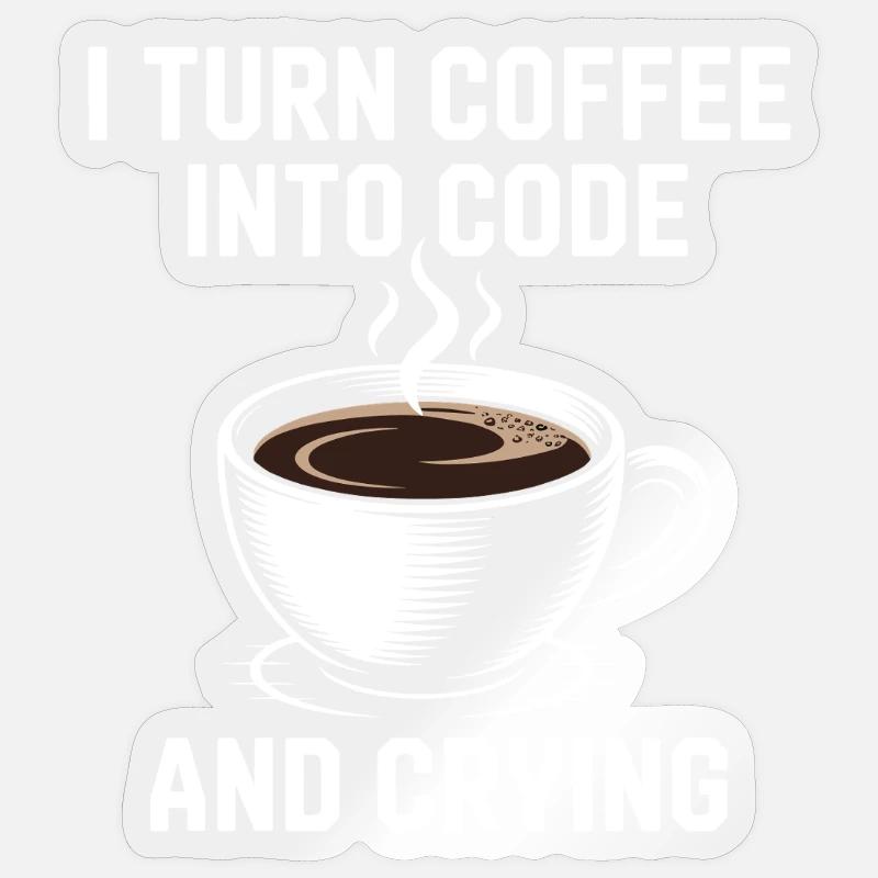 Kaffee und Programmier-Debugging-Humor für Softwar - Sticker Größe S (10 x 10 cm) - Transparent glänzend