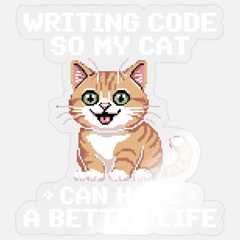 Programmier Katze Lustig Coding Und Katze Deutsch  Sticker Größe S (10 x 10 cm)