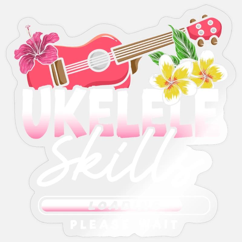 Ukulélé hawaïen ukélé ukulélé - Sticker taille S (10 x 10 cm) - brillant transparent
