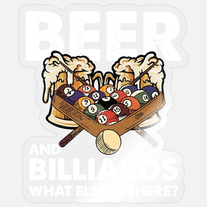 Bier und Billard – Spielabend - Sticker Größe S (10 x 10 cm) - Transparent glänzend