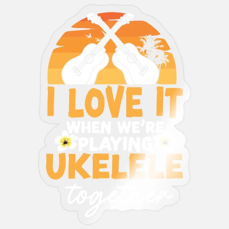 Amis du ukulélé hawaïen - Sticker taille S (10 x 10 cm) - brillant transparent