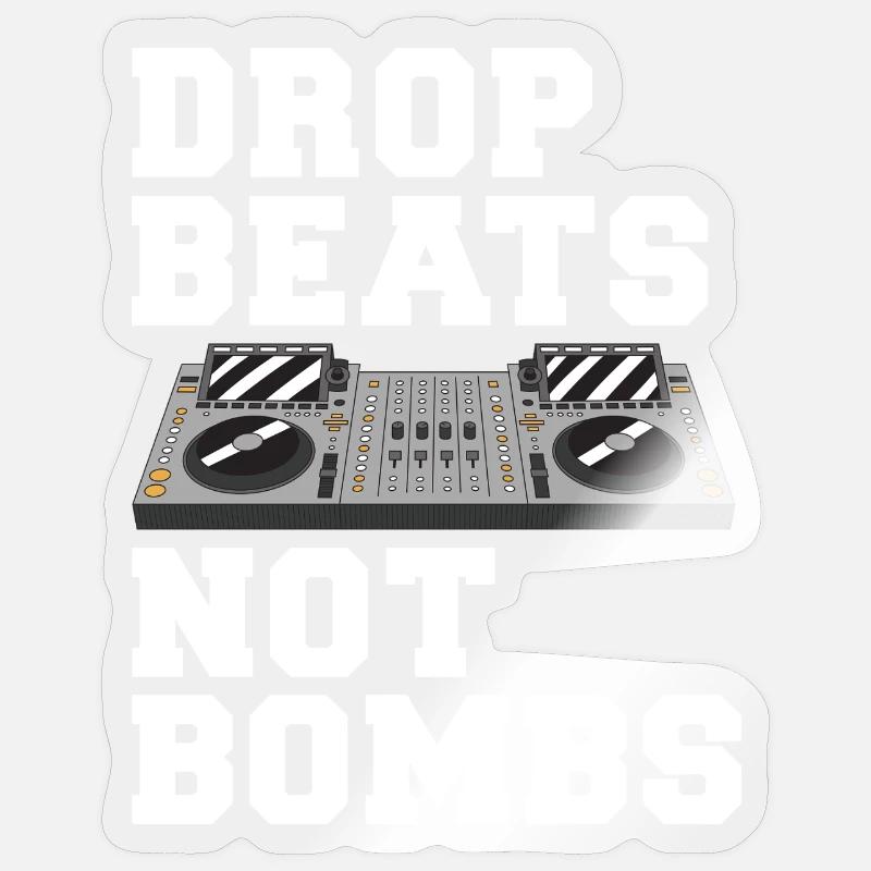 Drop Beats Not Bombs Devise DJ Sticker taille S (10 x 10 cm)