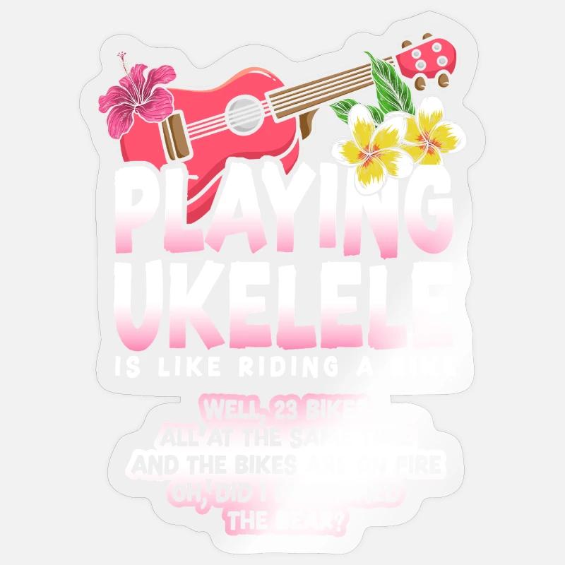 Hawaiian Ukulele Uke Playing - Sticker size S (10 x 10 cm) - transparent glossy