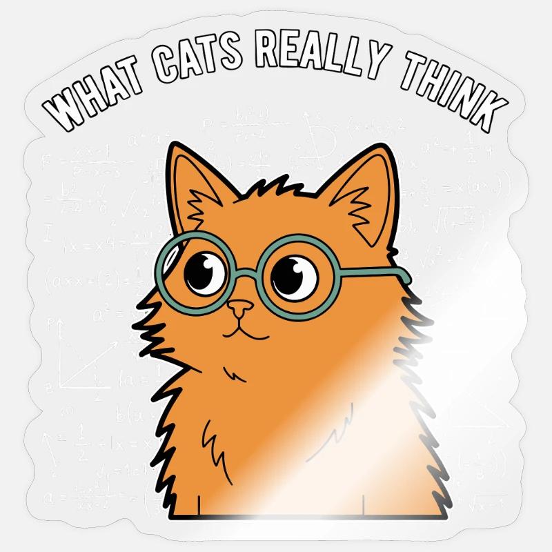 Ce que les chats pensent vraiment : Maths drôles - Sticker taille S (10 x 10 cm) - brillant transparent