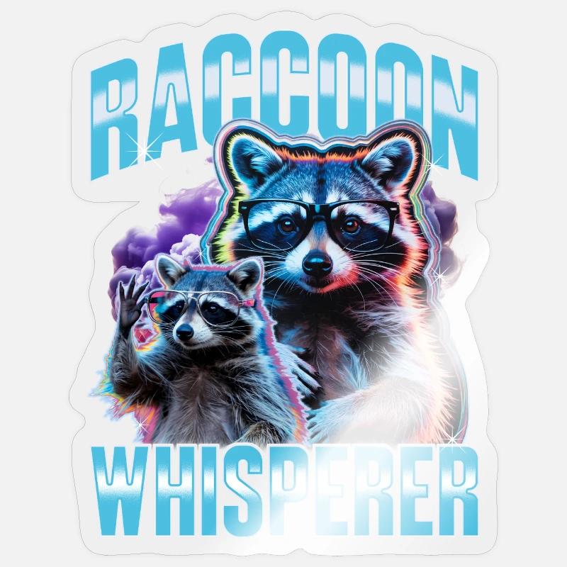 Drôle de raton laveur - Sticker taille S (10 x 10 cm) - brillant transparent