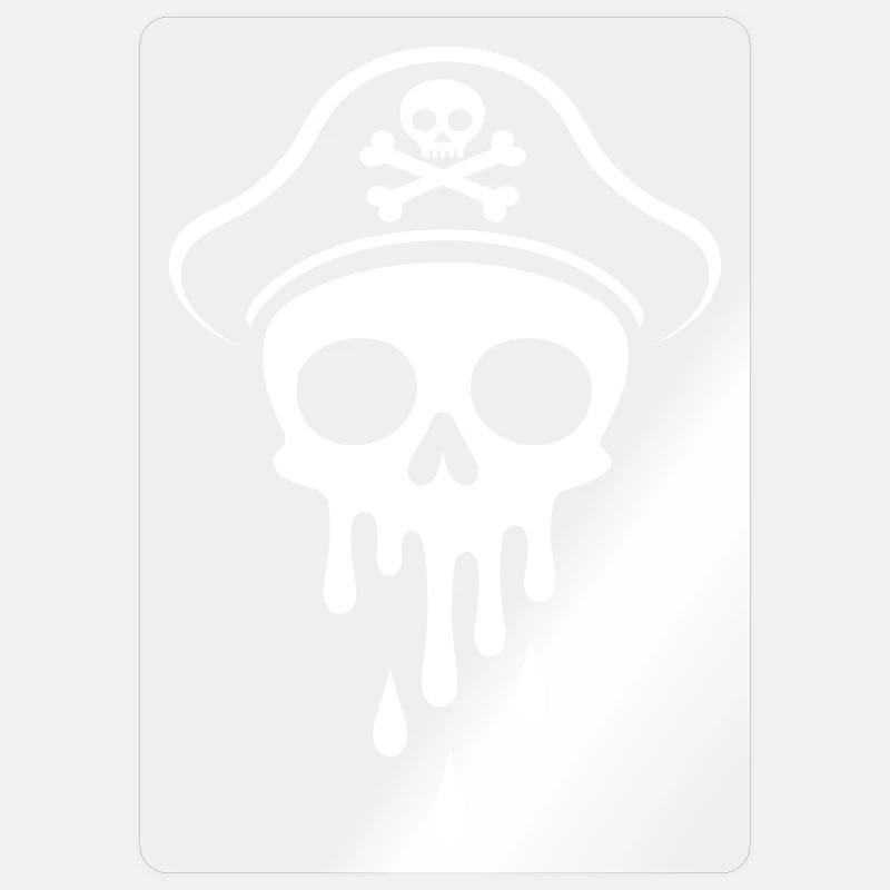 Melting Captain Skull Skull Captain Hat - Sticker size S (10 x 10 cm) - transparent glossy