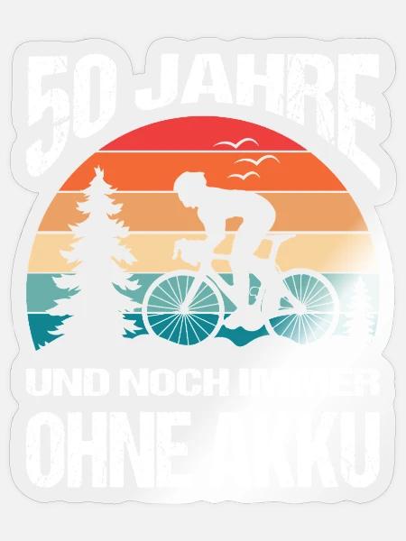 50 Geburtstag Geschenke Fahrradfahrer Fahrrad - Sticker Größe S (10 x 10 cm) - Transparent glänzend