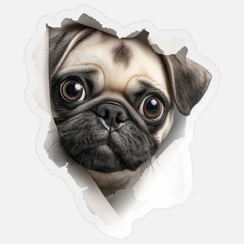 Mops - Sticker Größe S (10 x 10 cm) - Transparent glänzend