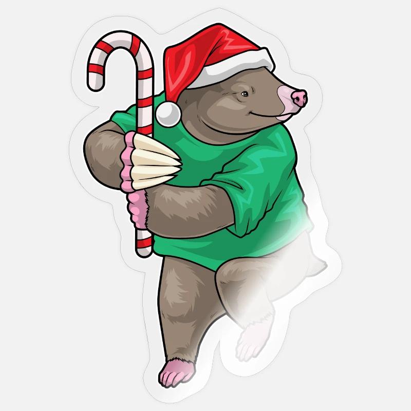 Mole Christmas candy cane Sticker size S (10 x 10 cm)